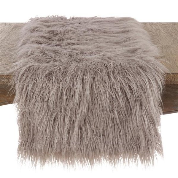 Saro Lifestyle SARO 706.FG1672B 16 x 72 in. Rectangle Mongolian Faux Fur Table Runner - Fog 706.FG1672B